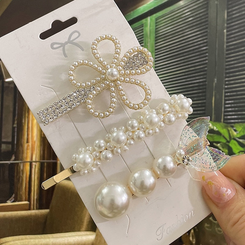 Simulated Pearl Hair Clips For Women