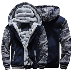 Men Jacket Camouflage Thicken Jackets Hooded Fleece Long Sleeve Down Jacket