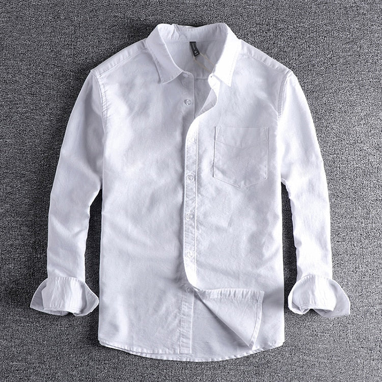 fabric basic simple pocket Long Sleeve Shirt Men's top