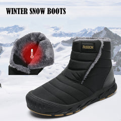 Men Snow Boots Plush Warm Winter Ankle Boots Non-slip Shoes