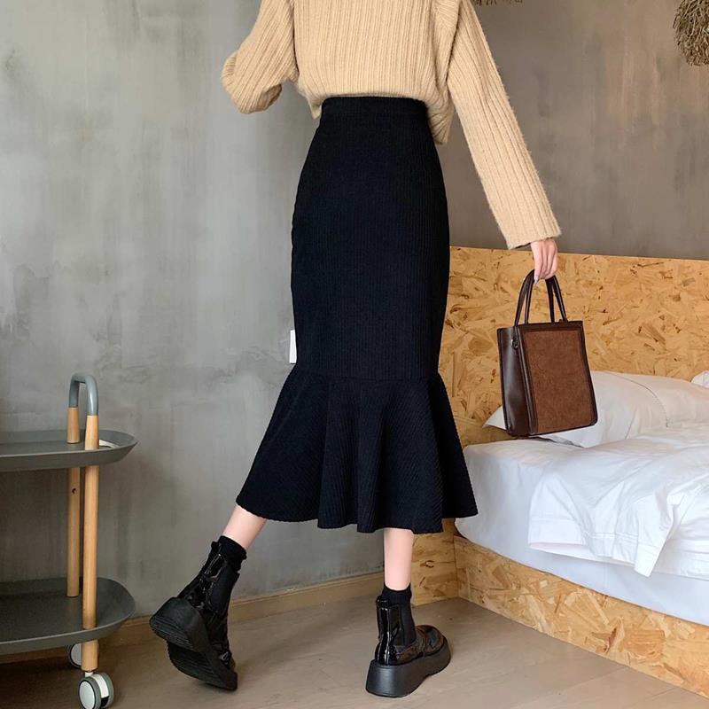 Fashion High Waist Midi Skirts for Women Mermaid Skirt