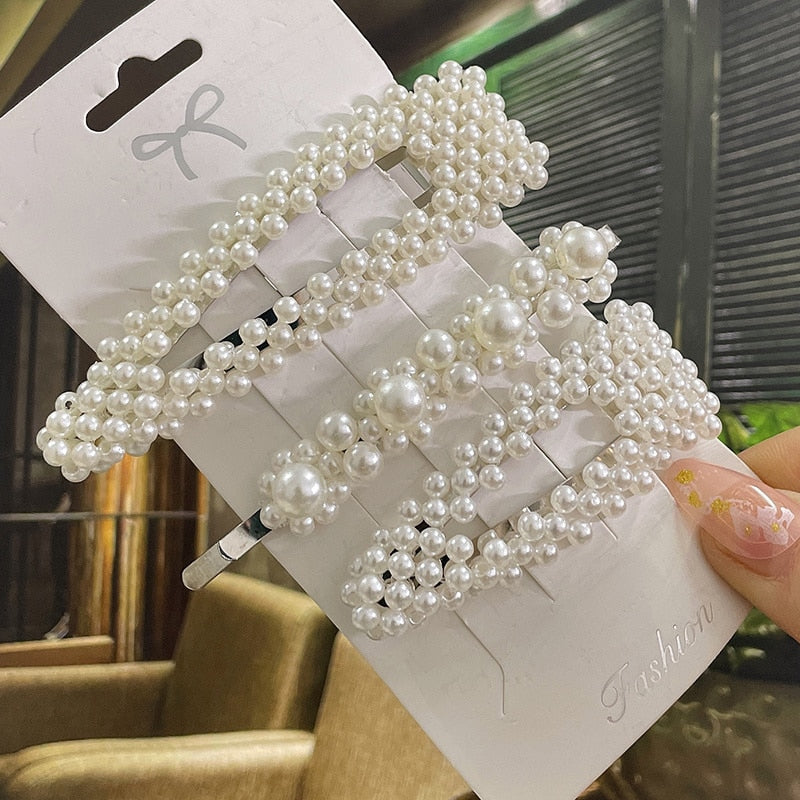 Simulated Pearl Hair Clips For Women