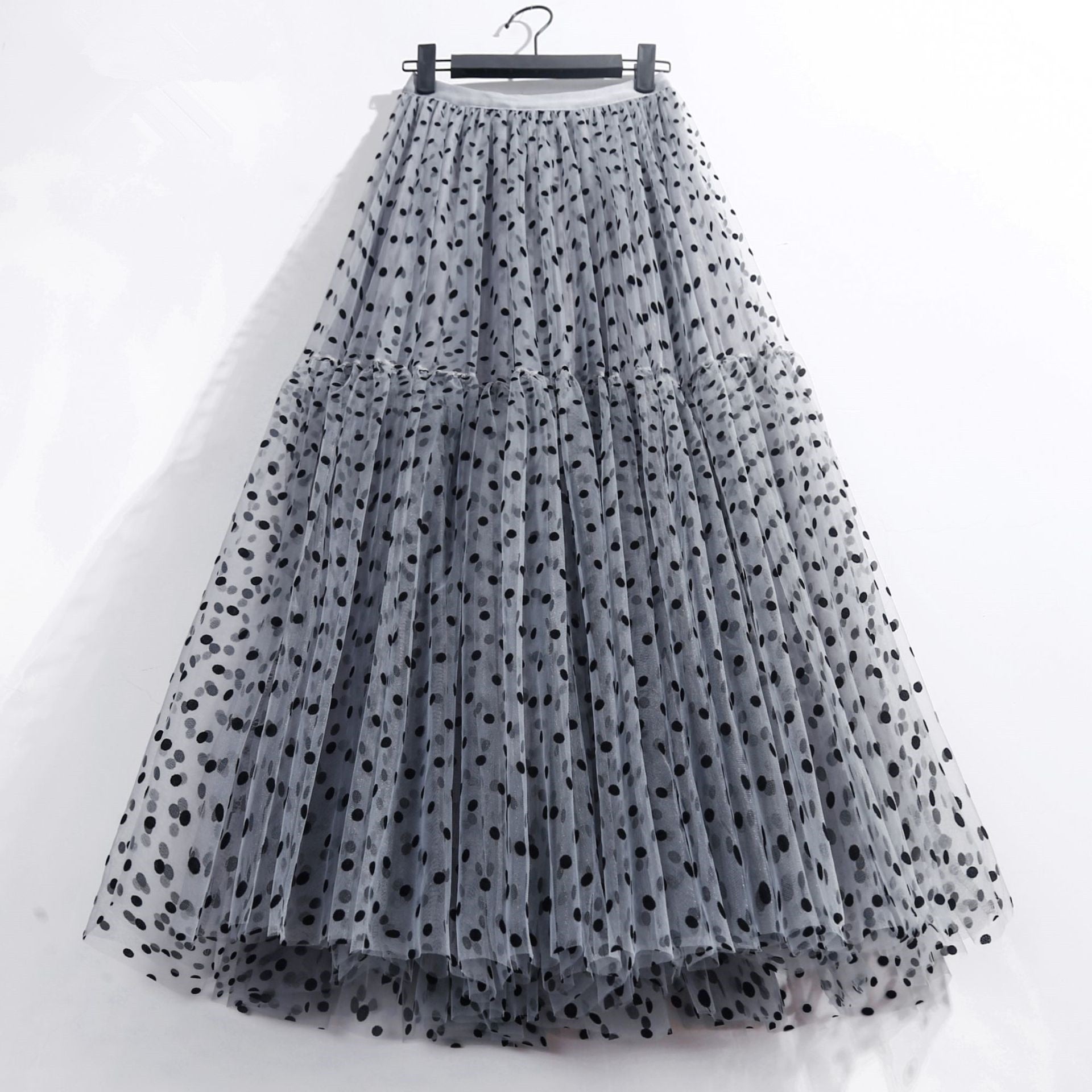 Polka Dot Tulle Skirts Women Casual Elastic High Waist A-line Skirt