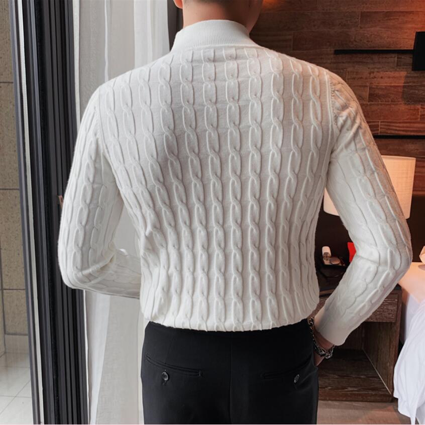 Turtleneck Simple Slim Sweater Men High Collar Casual Pullovers Knit Shirt