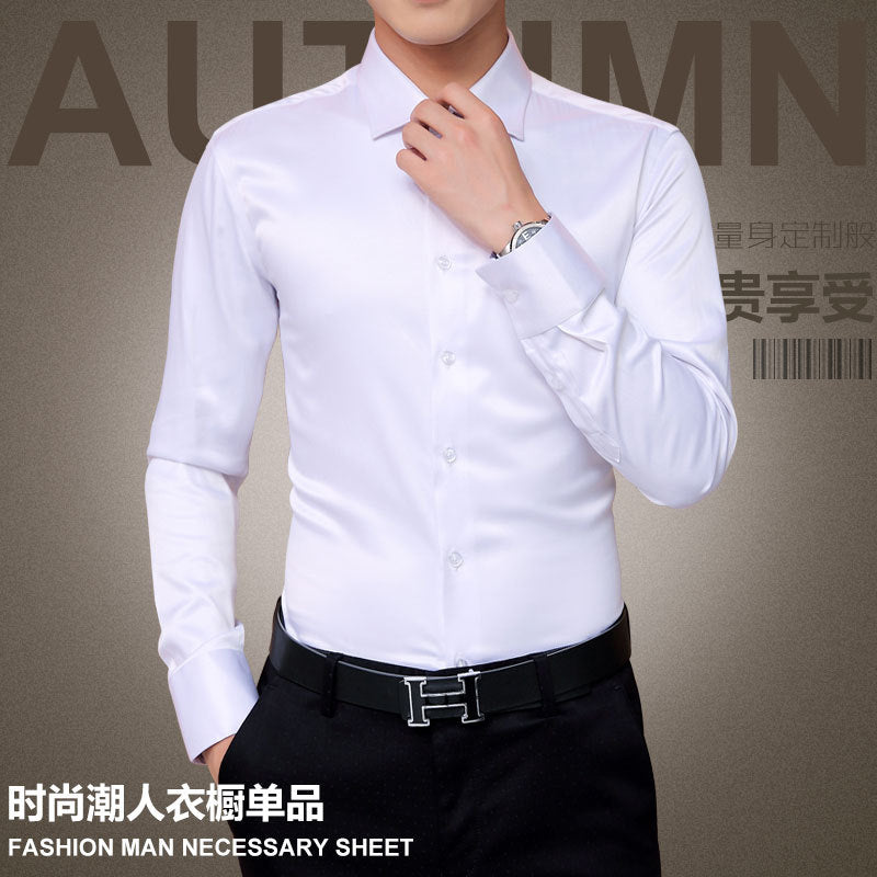 Men Shirts Dress Long Sleeve Shirt Silk Tuxedo Shirt