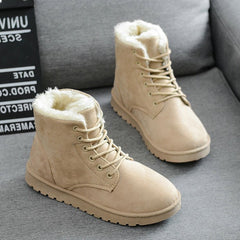 Snow Boots Lace Up Ankle  Faux Fur Ladies Female Shoes