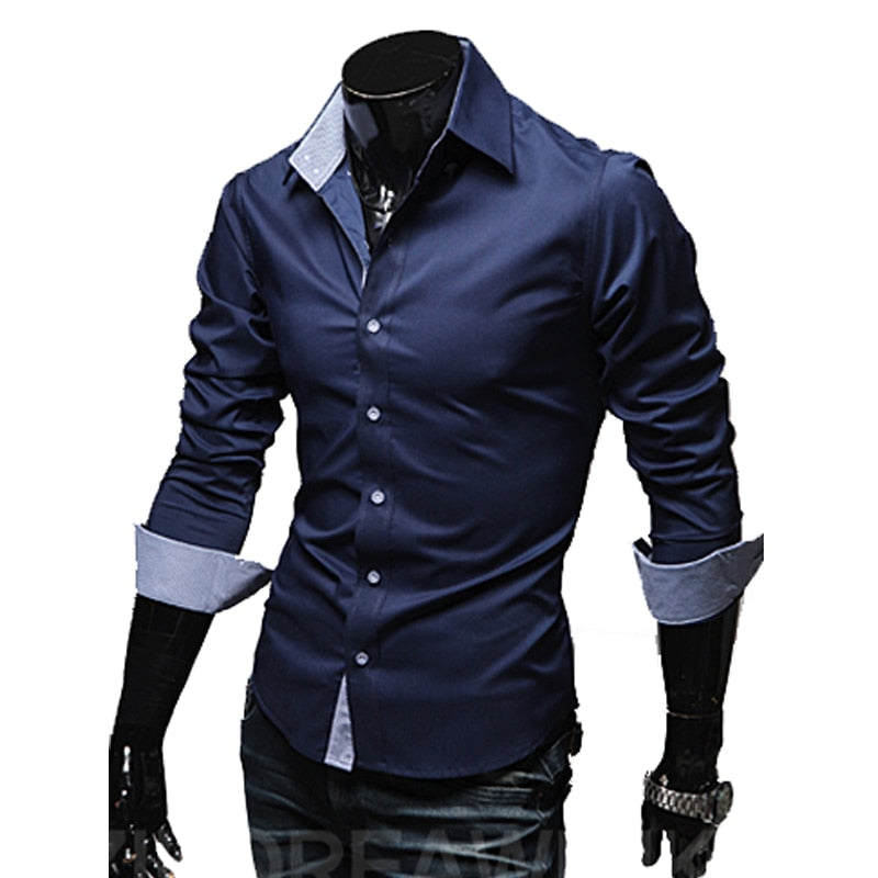 Slim Fit Mens Striped Shirts Long Sleeve Striped Shirts