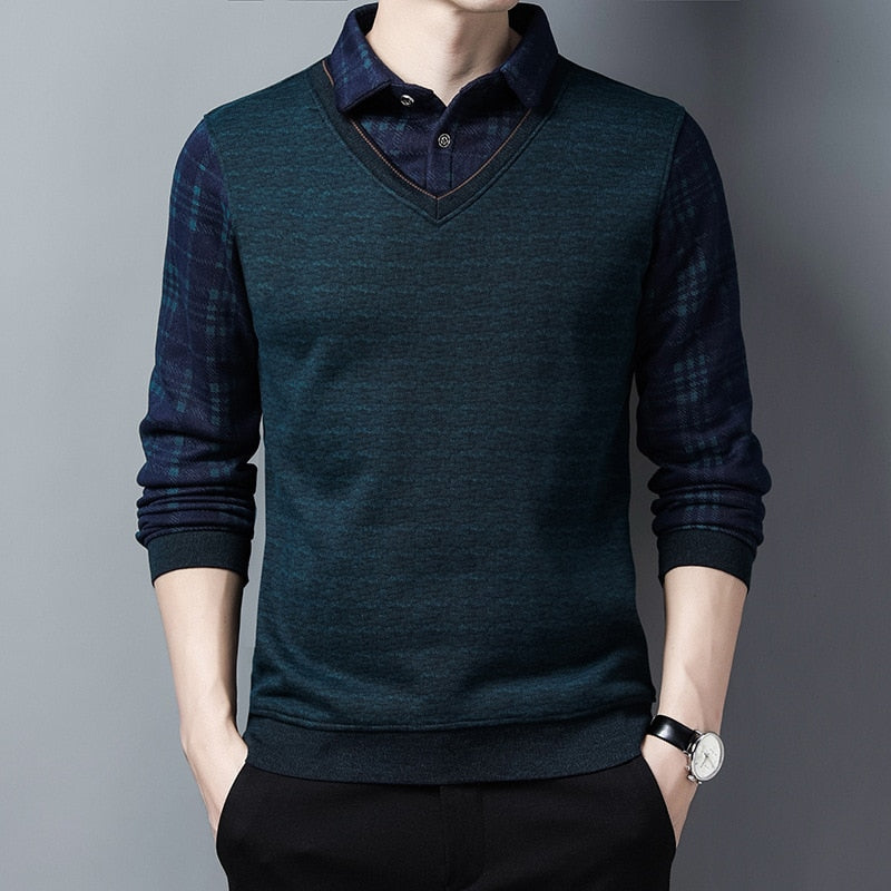 Men Sweater Fleece Thickened Knitted Warm Knitwear