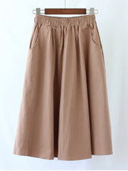 Midi Summer Skirt Women 2021 Fashion Korean Pocket A-line