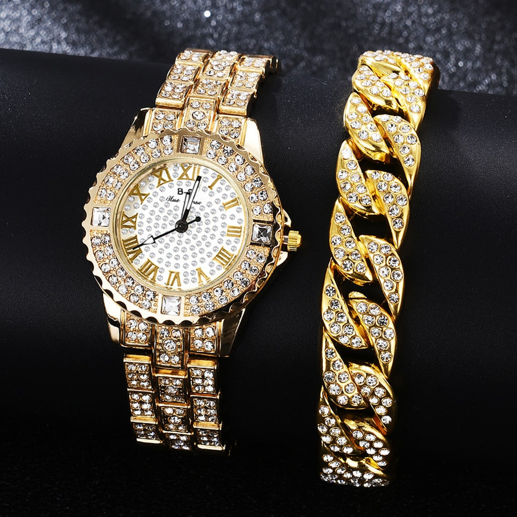 Diamond Women Watches Gold Watch Ladies Wrist Rhinestone