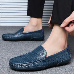 Men Casual Shoes Loafers Hollow Out Breathable Slip on Driving Shoes