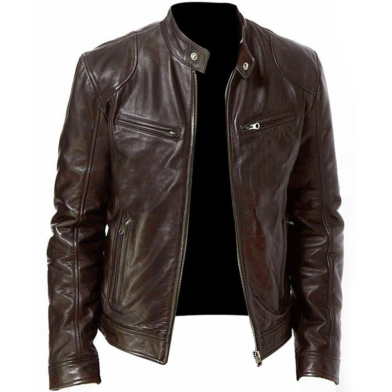 Men Slim Jackets Zipper Motorcycle Jackets Men Moto Biker Coats