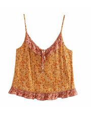 Boho Women Floral Print Sleeveless Crop Tops Bohemian Beach Vest