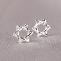 Silver Needles Lovely Mini Stud Earrings Women Cute Heart Star Moon