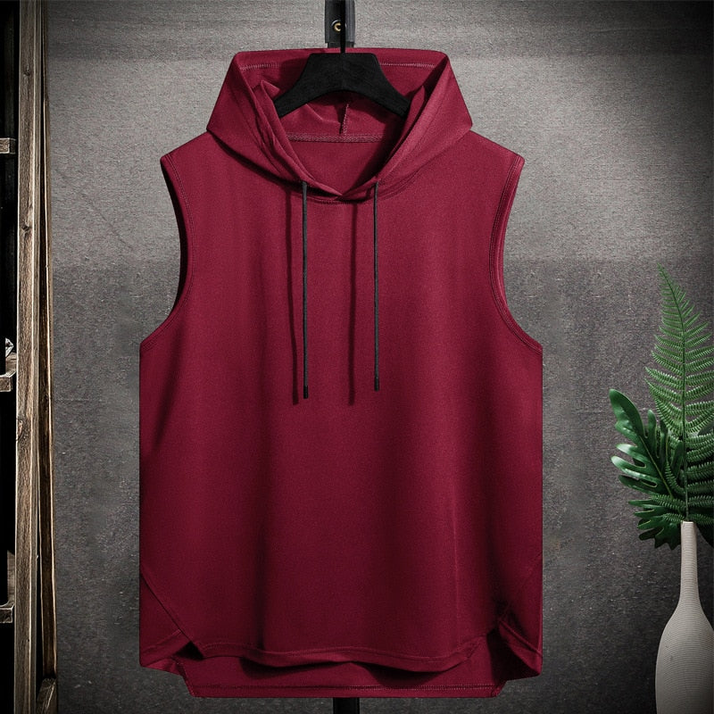 Hooded T shirt Men Half Sleeve Pullover Top Soft Loose T-shirt Sleeveless Tops