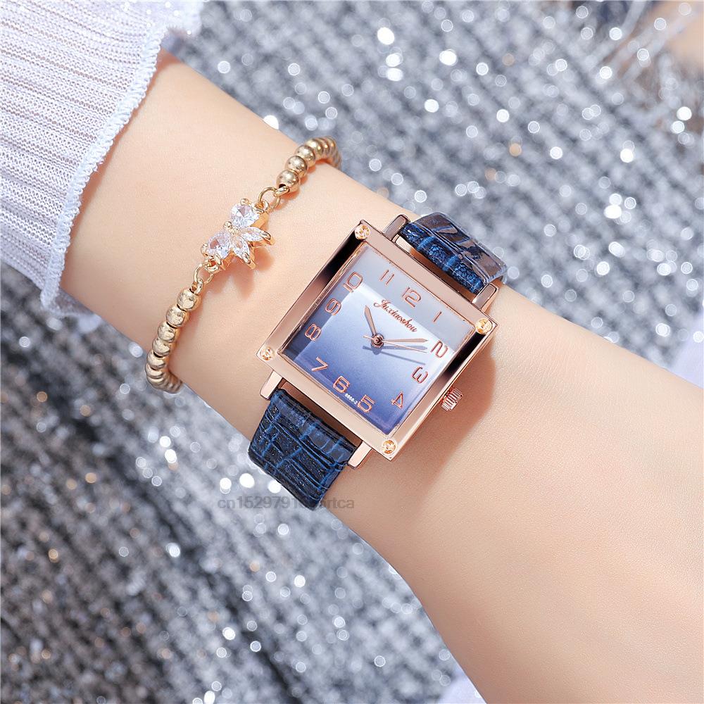 Women Gradient Square Watches Minimalist Luxury Ladies  Wristwatches