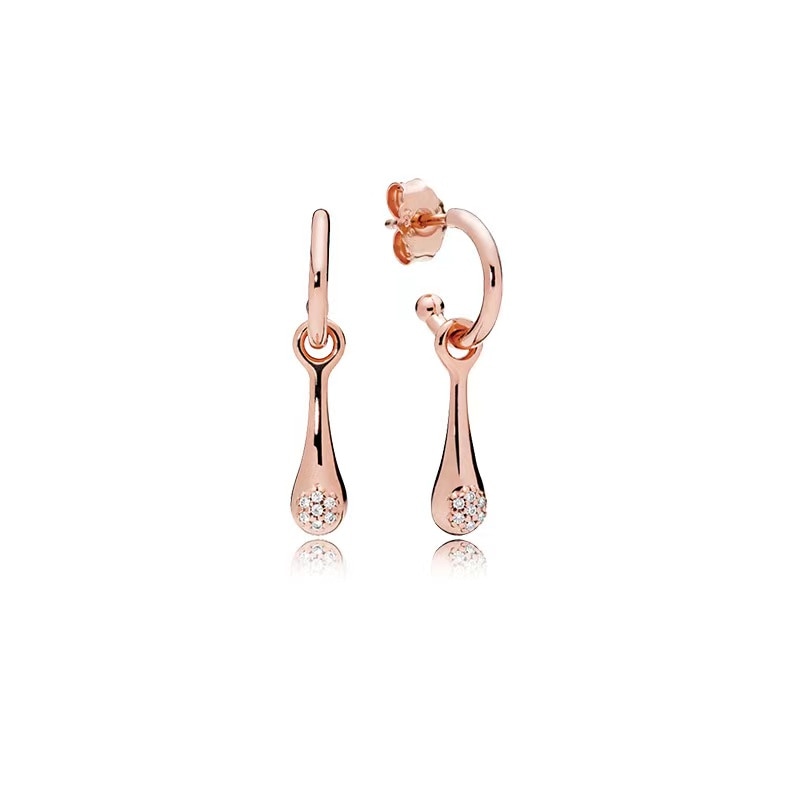 Sterling Silver Rose Gold Color pan Earrings