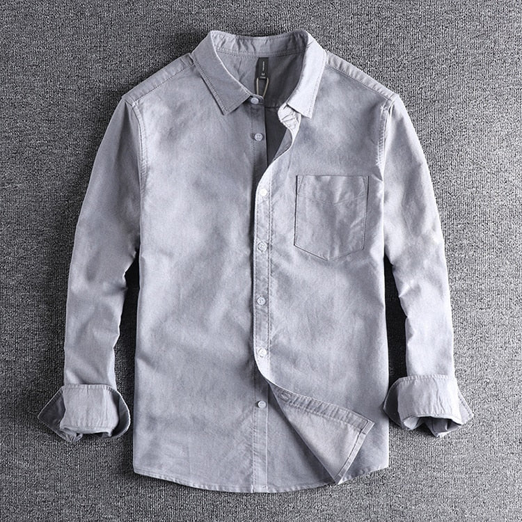 fabric basic simple pocket Long Sleeve Shirt Men's top