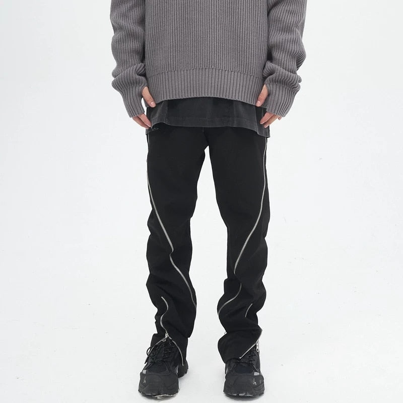 Zippers Cargo Pants Straight Casual Pants Trousers