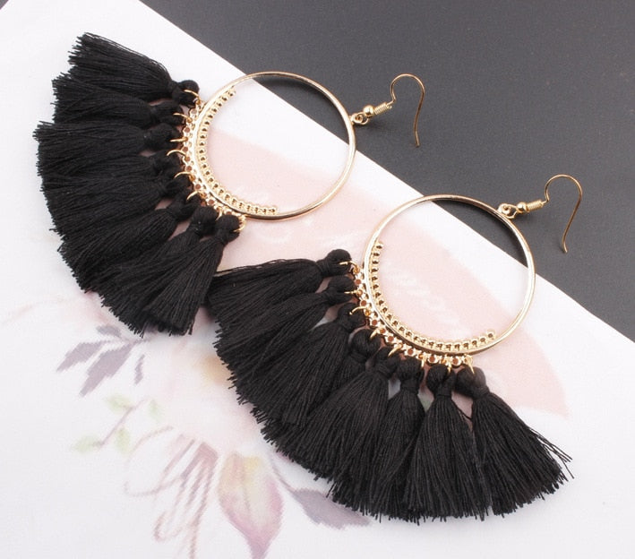 Fashion Tassel Earrings Creative Jewelry Large Hoop Earrings