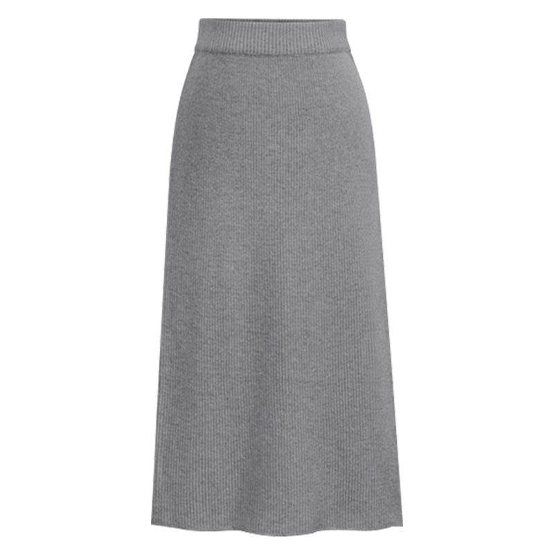 FashionKnitted Women Skirts Large Size Elastic Waist Split A-line Skirts