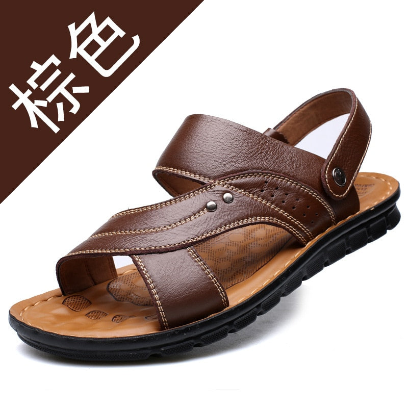 Men's Sandals Beach Shoes Fashion Slippers Stripe Sandals Rubber Shoes