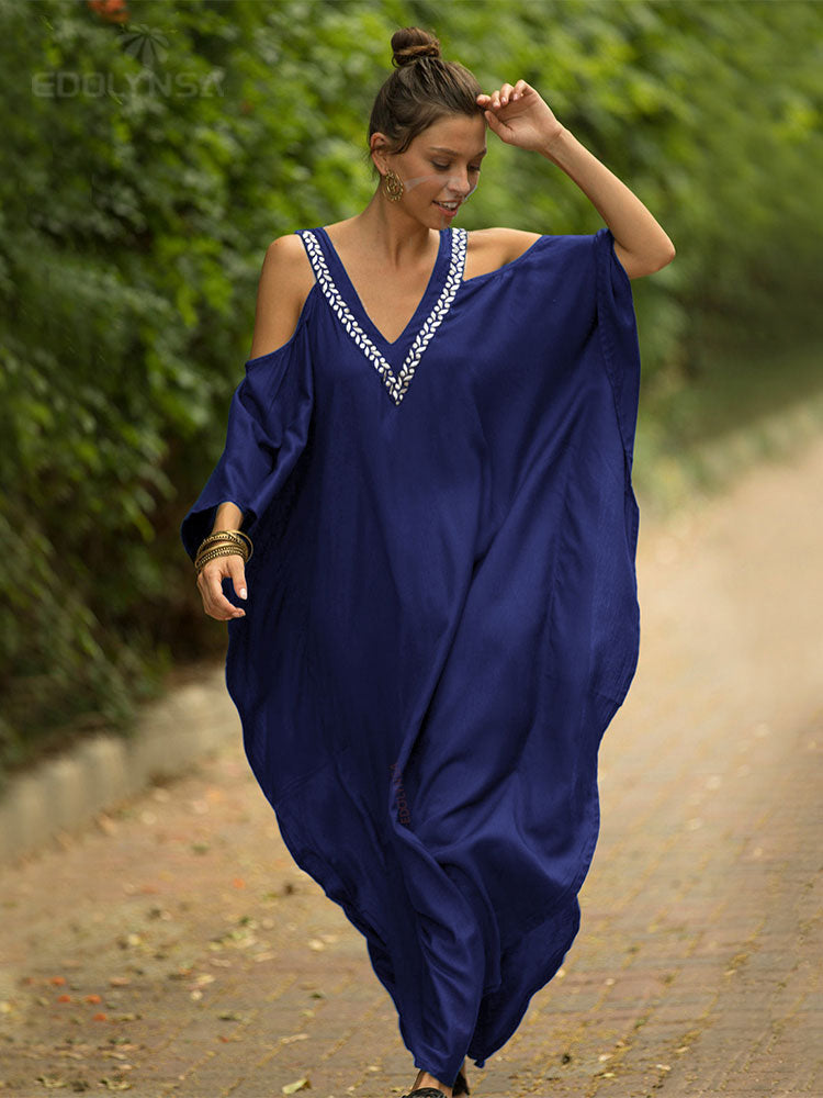 Elegant Black Kaftan Beach Tunic  Beach Cover up