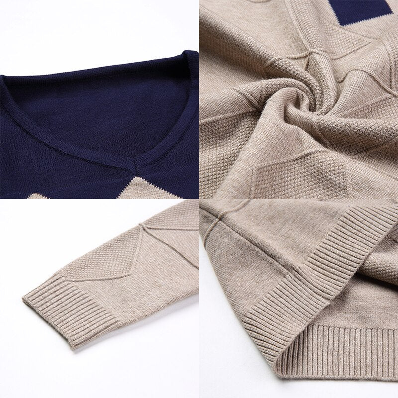 Sweater Men Collarless Sweaters V-neck Casual Slim Sweaters