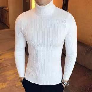 Men Sweater Wool Turtleneck Winter Warm Cotton Pullovers Sweaters