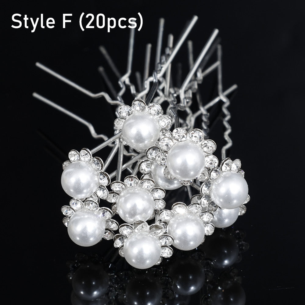 Silver Color Pearl Rhinestone Wedding Hair Combs