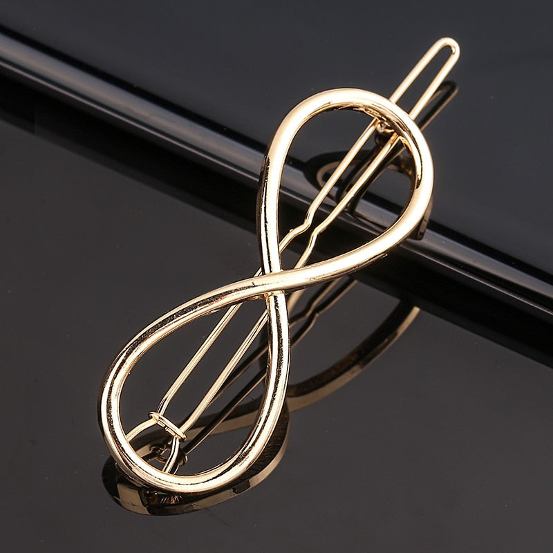 Fashion Woman Bow Hair Clip Metal Geometric Mini Hairpins