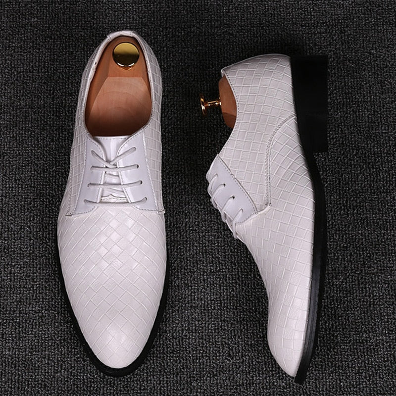 Formal Shoes Men Dress Business Shoes Geometric Oxfords Flats