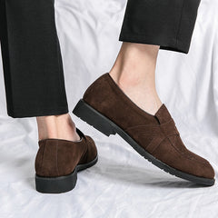 Men's Loafers Flock Breathable Casual Shoes Handmade Slip on Shoes