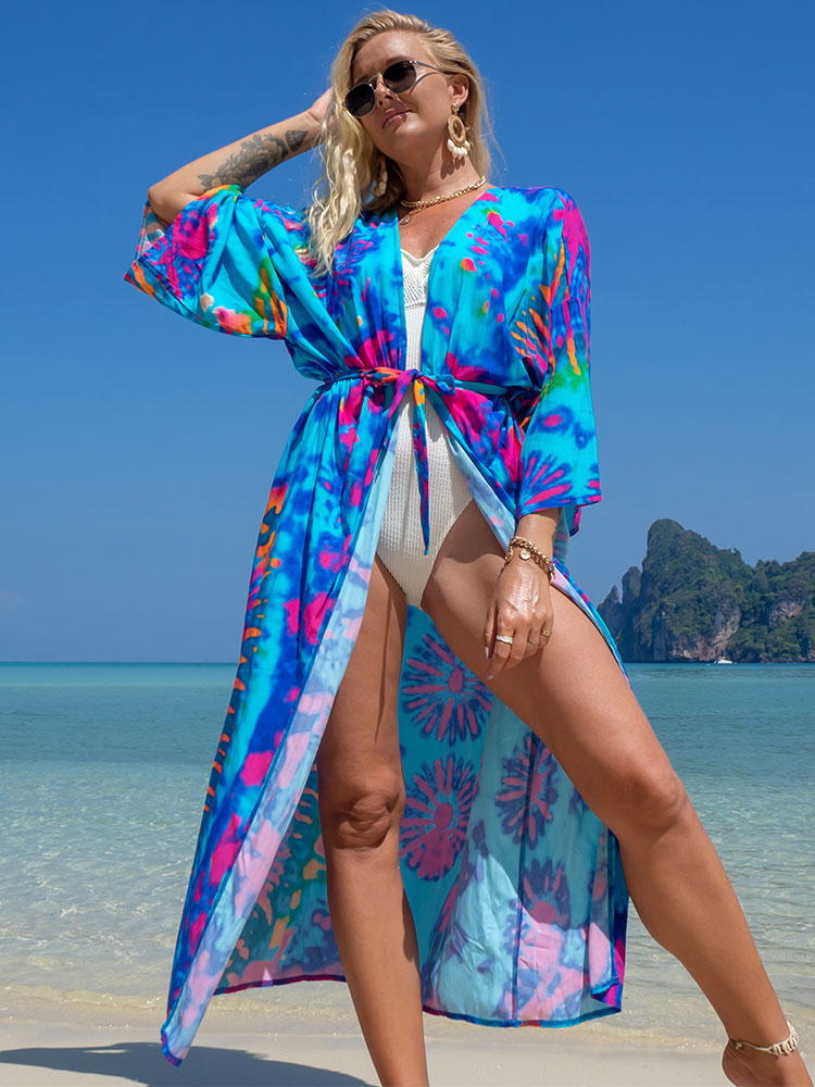 Boho Printed Kimono Dress Tunic Women Summer