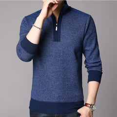 Sweater Men Clothes Thick Warm Wool Pullover Casual Zipper Turtleneck