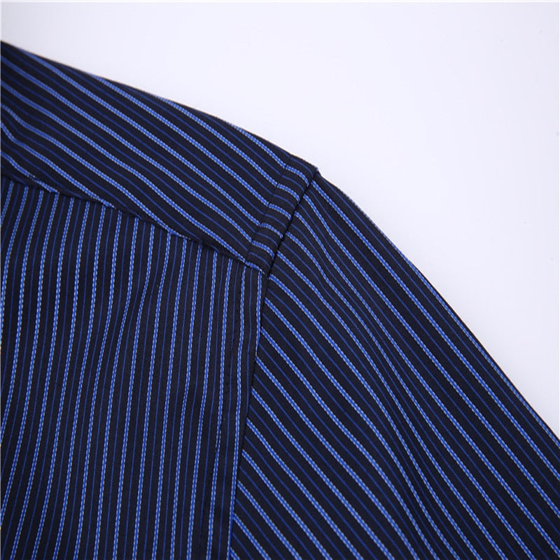 Striped Shirt Pocket Long Sleeve Shirt Slim Fit Shirt Casual Shirt Men