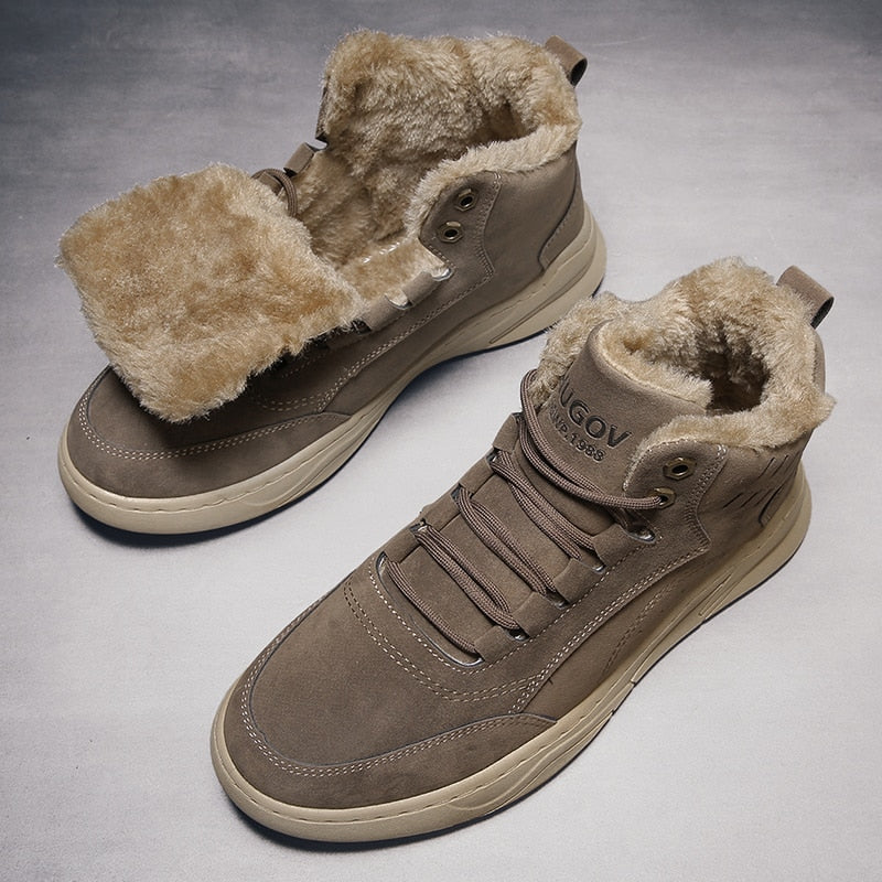 Warm Winter Men Boots With Fur Sneakers Fashion Snow Boots Shoes