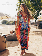 Moroccan Kaftan Bohemian Printed Summer Dress Long Tunic