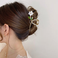 Women Metal Hair Claw Elegant Gold Flowers Hair Clips