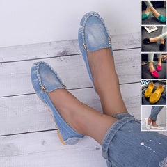 Casual Flat Comfortable Loafer Slip on Soft Round Toe Denim Flats