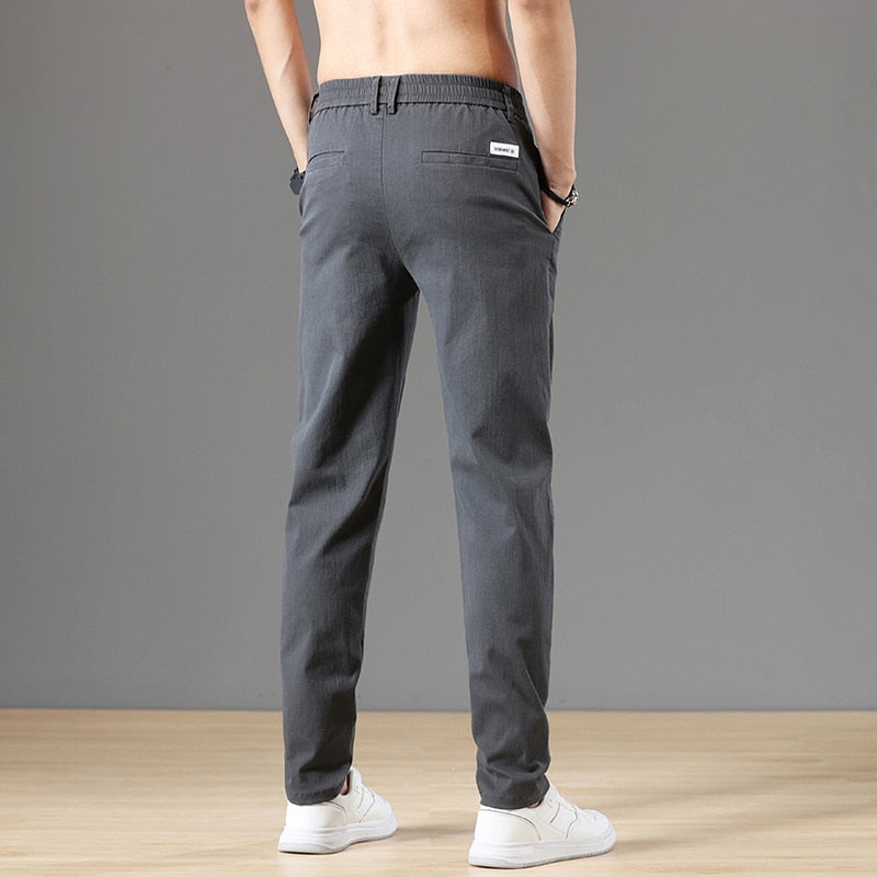 Men's Pants Classic Drawstring Elastic Waist Jogging Thin Casual Cargo Trousers