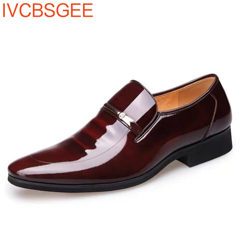 Men Dress Shoes Slip On Moccasin Formal Shoes Pointed Toe Shoes