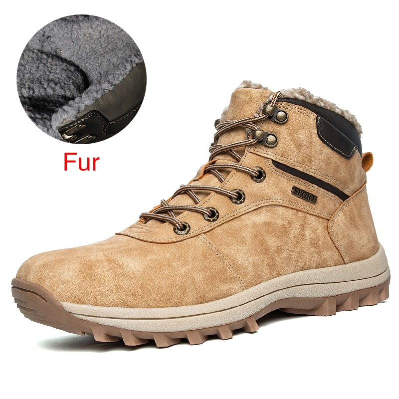 Ankle Snow Men Boots With Fur Plush Warm Casual Boots Waterproof Boots