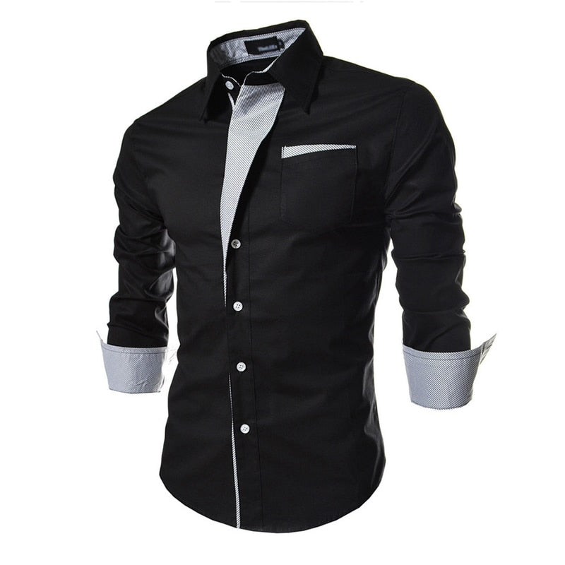 Mens Striped Shirts Long Sleeved Business Slim Fit Shirt Social Clothes