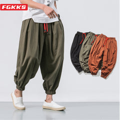 Men Loose Pants Chinese Linen Overweight Sweatpants Casual Trousers