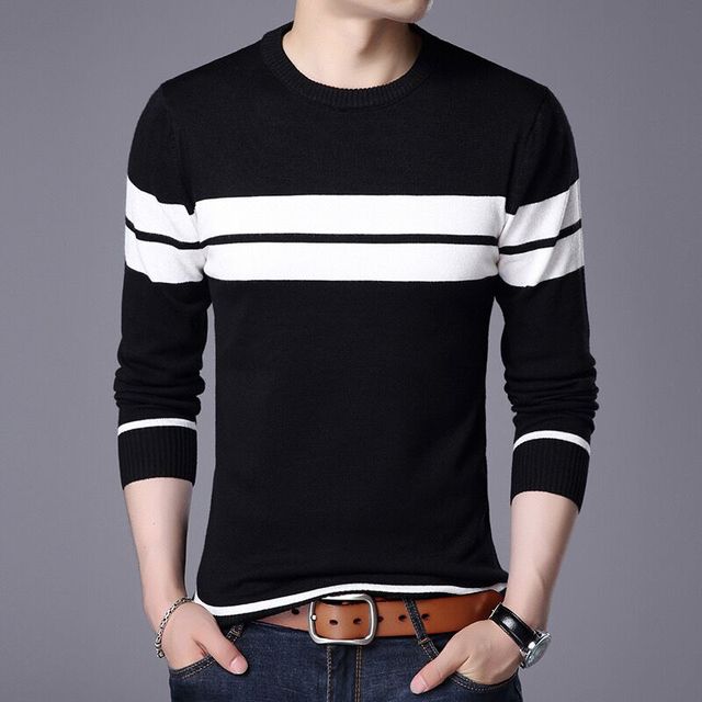 Men Sweater Knitted Pullover Classic Slim Bottoms Casual Fashion Sweaters