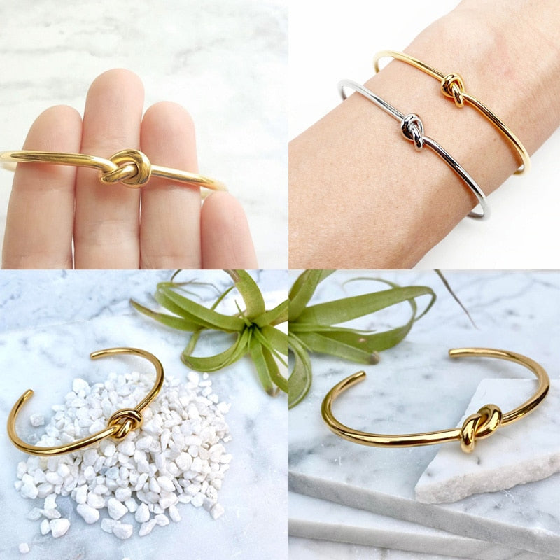 Trendy Round Circular Open Knot Cuff Bangle Bracelets