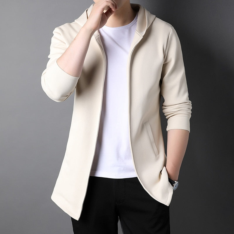 Stand Collar Zipper Jackets Men Hooded Coats