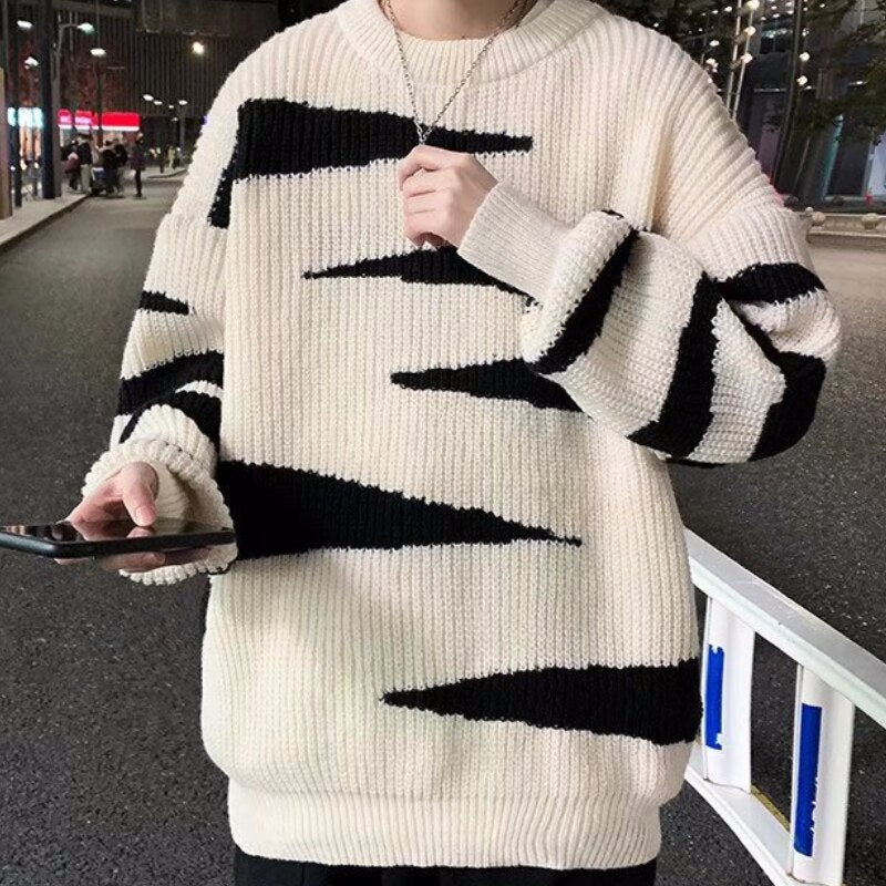 Sweater Pullovers Men College Design Fashion Casual Soft Loose