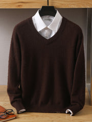 Men's Sweater V-Neck Pullovers Knit Sweater Tops Long Sleeve High-End Jumpers